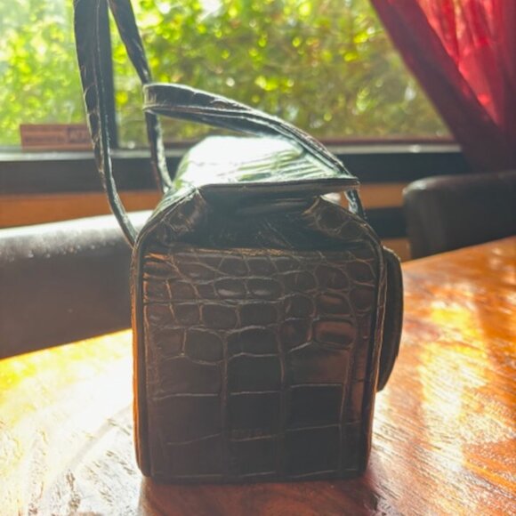 Green Furla crocodile bag - Picture 2 of 9